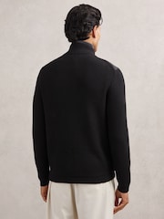 Reiss Black Townsend Quilted Rib-Knit Funnel-Neck Jacket - Image 5 of 6