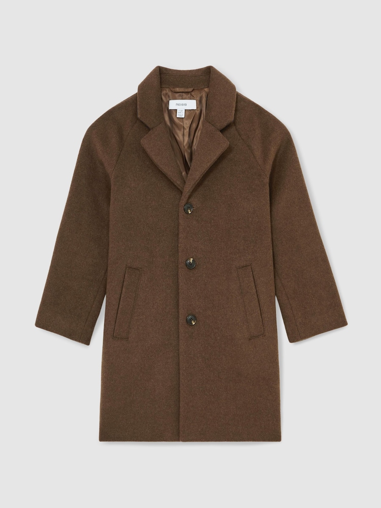 Reiss Light Brown Wallace 9-13 yrs Wool-Blend Raglan-Sleeve Overcoat - Image 2 of 4 Reiss Light Brown Wallace 9-13 yrs Wool-Blend Raglan-Sleeve Overcoat - Image 2 of 4