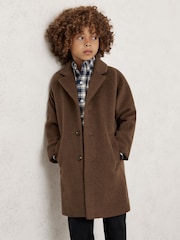 Hellbraun - Reiss Wallace Wool-Blend Raglan-Sleeve Overcoat - Bild 3 von 4