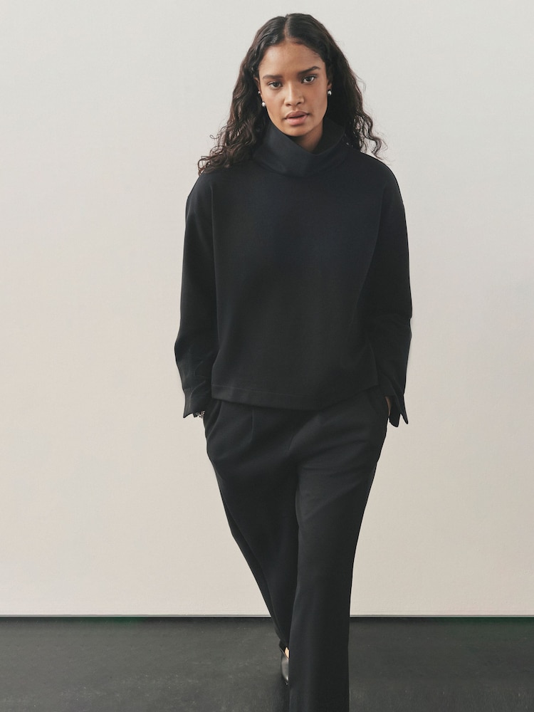 Nothing Ordinary Black Funnel Neck Sweatshirt - Image 1 of 10 Nothing Ordinary Black Funnel Neck Sweatshirt - Image 1 of 10