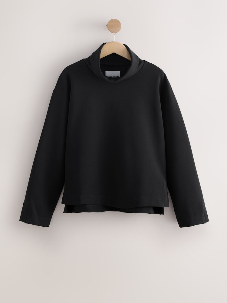 Buy Nothing Ordinary Black Luxe Funnel Neck Sweatshirt from Next