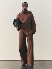 Nothing Ordinary Chocolate Brown Funnel Neck Sweatshirt - Image 4 of 6