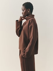 Nothing Ordinary Chocolate Brown Funnel Neck Sweatshirt - Image 6 of 6