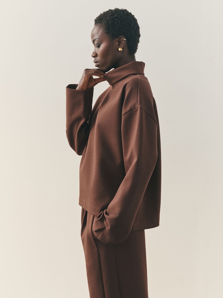 Nothing Ordinary Chocolate Brown Funnel Neck Sweatshirt - Image 6 of 6 Nothing Ordinary Chocolate Brown Funnel Neck Sweatshirt - Image 6 of 6