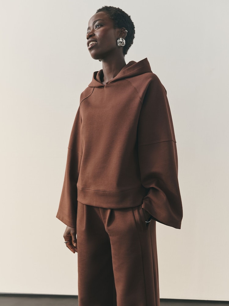 Nothing Ordinary Chocolate Brown Luxe Jersey Kimono Sleeve Hoodie - Image 2 of 6