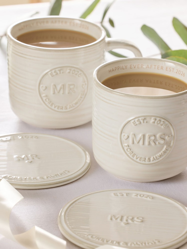 Natural Est. 2026 Country Wedding Mr and Mrs Mug and Coaster Gift Set - Image 2 of 3 Natural Est. 2026 Country Wedding Mr and Mrs Mug and Coaster Gift Set - Image 2 of 3