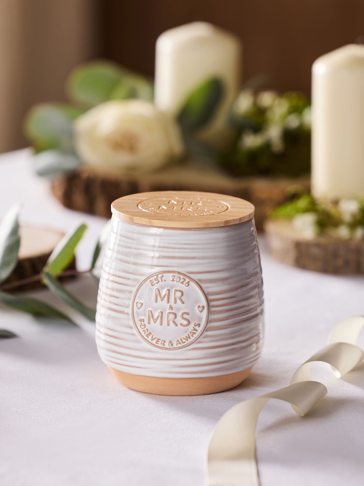 Neutral Est In 2026 Mr and Mrs Wedding Jar Candle - Image 2 of 4
