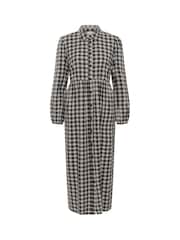 Kaffe KAelna Long Sleeve Checked Shirt Black Dress - Image 4 of 5