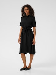 Kaffe KAemine Solid Short Sleeve Shirt Black Dress - Image 1 of 5