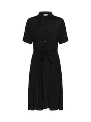 Kaffe KAemine Solid Short Sleeve Shirt Black Dress - Image 4 of 5