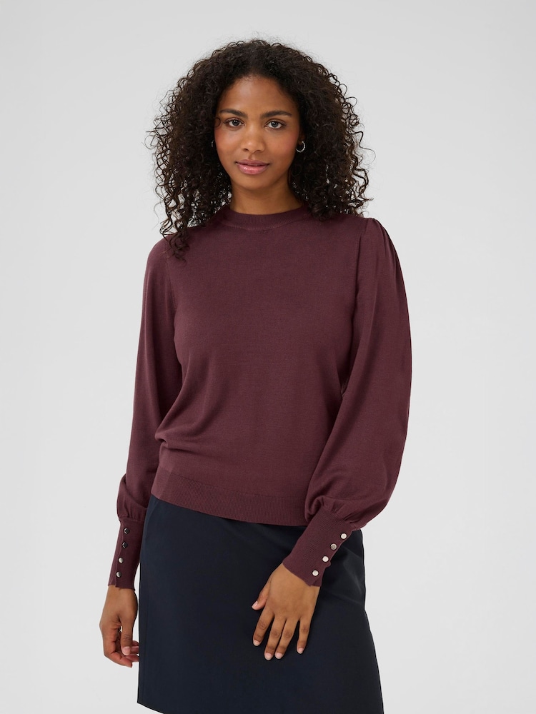 Kaffe Red KAlizza Round Neck Knit Jumper - Image 1 of 6