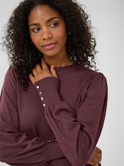 Kaffe Red KAlizza Round Neck Knit Jumper - Image 4 of 6