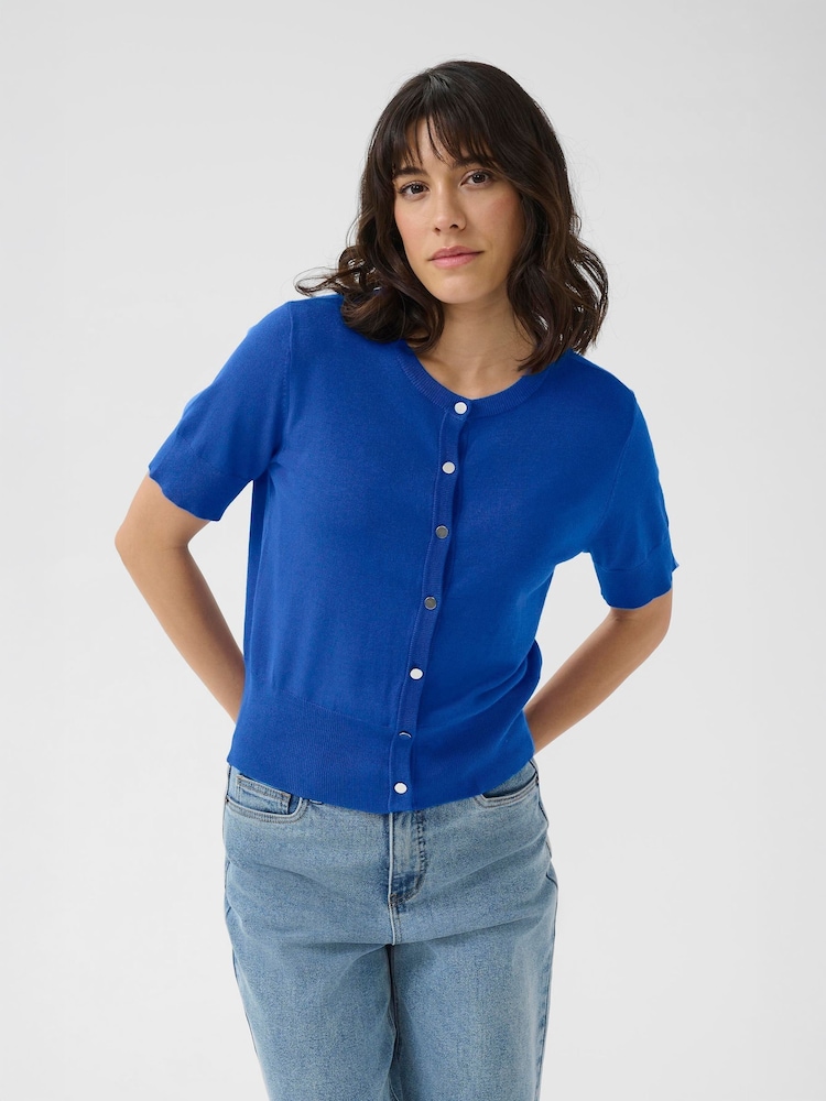 Kaffe Blue KAlizza Short Sleeve Cardigan - Image 1 of 6