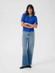 Kaffe Blue KAlizza Short Sleeve Cardigan - Image 3 of 6