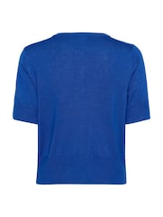 Kaffe Blue KAlizza Short Sleeve Cardigan - Image 6 of 6