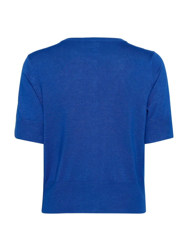 Kaffe Blue KAlizza Short Sleeve Cardigan - Image 6 of 6