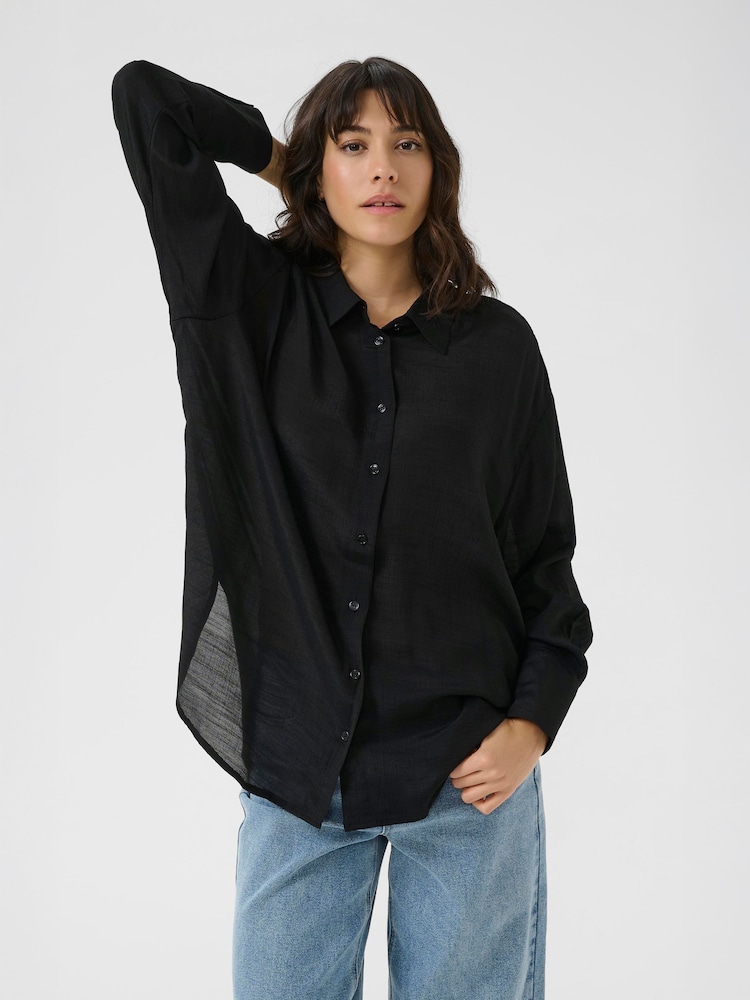 KAanja Long Sleeve Collared Black Shirt - Image 1 of 6 KAanja Long Sleeve Collared Black Shirt - Image 1 of 6
