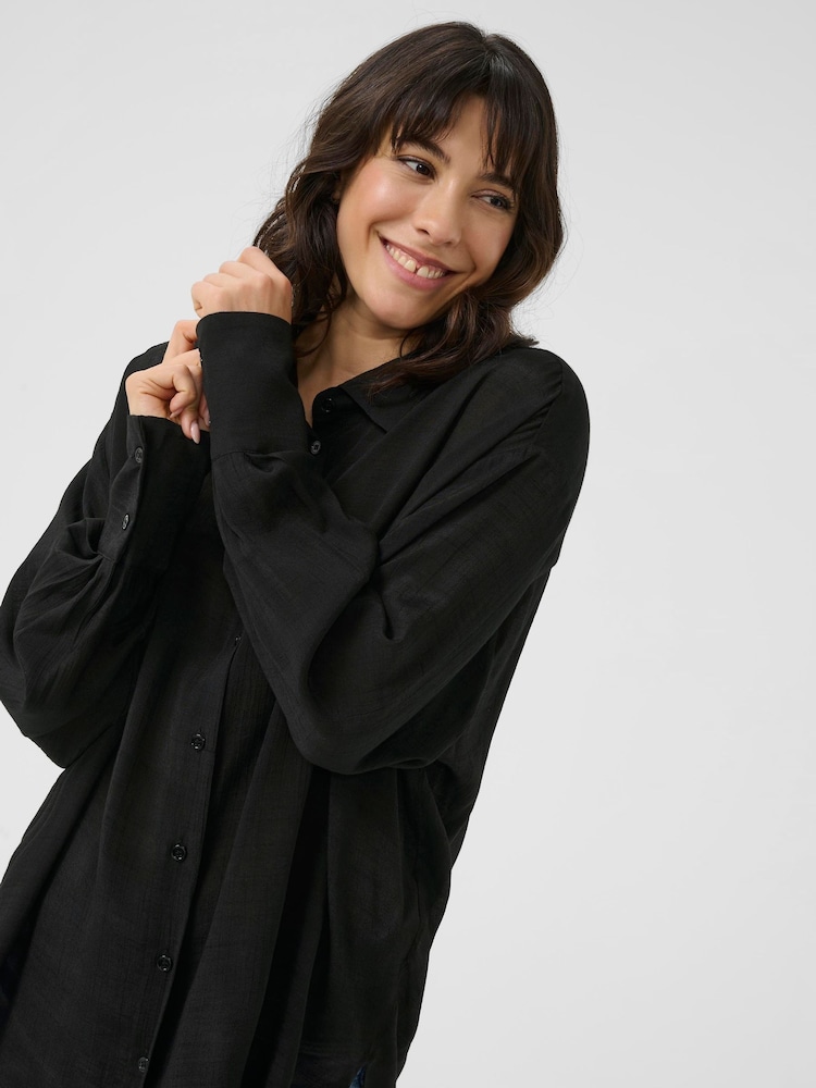 KAanja Long Sleeve Collared Black Shirt - Image 2 of 6 KAanja Long Sleeve Collared Black Shirt - Image 2 of 6