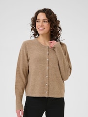Kaffe KAniel Long Sleeve Knitted Brown Cardigan - Image 1 of 6