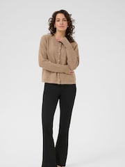 Kaffe KAniel Long Sleeve Knitted Brown Cardigan - Image 3 of 6