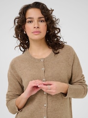 Kaffe KAniel Long Sleeve Knitted Brown Cardigan - Image 4 of 6