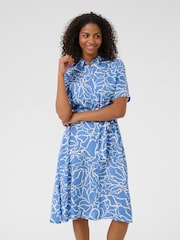 Kaffe Blue KAemine Short Sleeve Printed Dress - Image 1 of 5