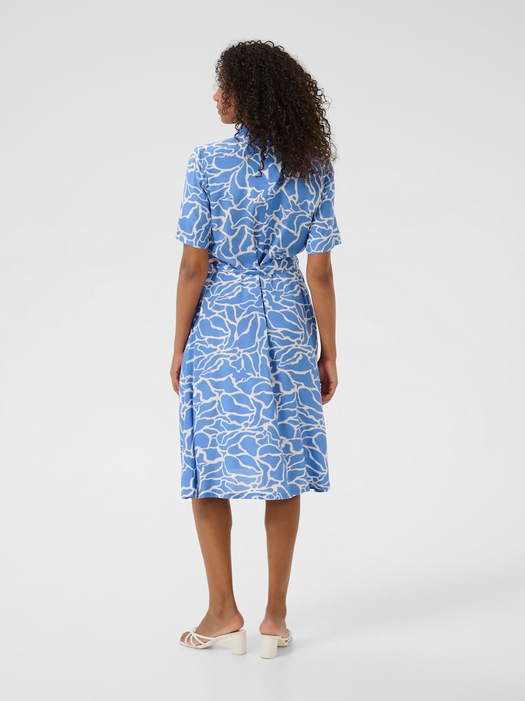 Kaffe Blue KAemine Short Sleeve Printed Dress - Image 2 of 5