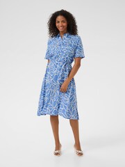 Kaffe Blue KAemine Short Sleeve Printed Dress - Image 3 of 5