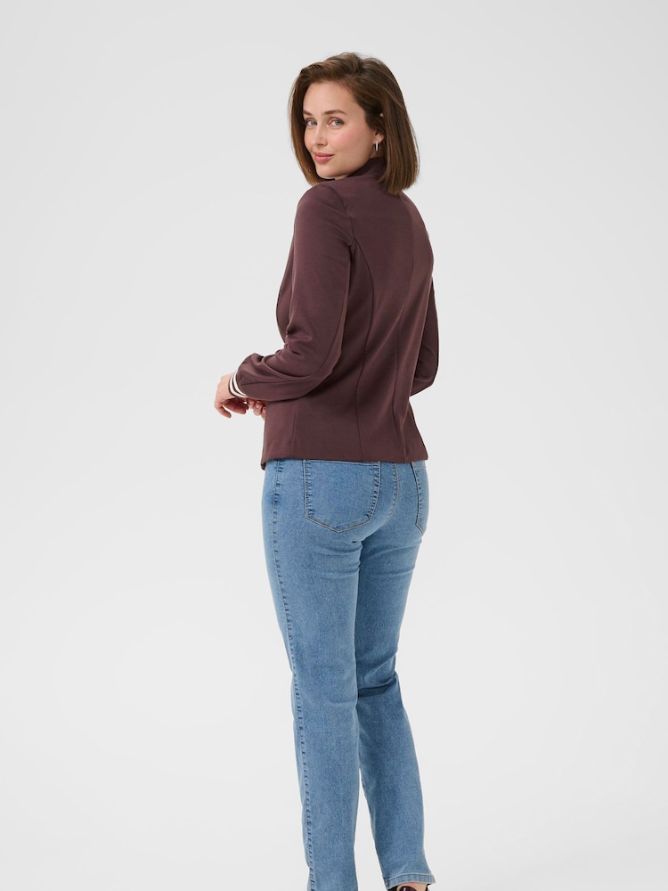 Kaffe Red Kinnie Long Sleeve Single Button Blazer - Image 2 of 6 Kaffe Red Kinnie Long Sleeve Single Button Blazer - Image 2 of 6