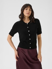 Kaffe KAlizza Short Sleeve Black Cardigan - Image 1 of 6