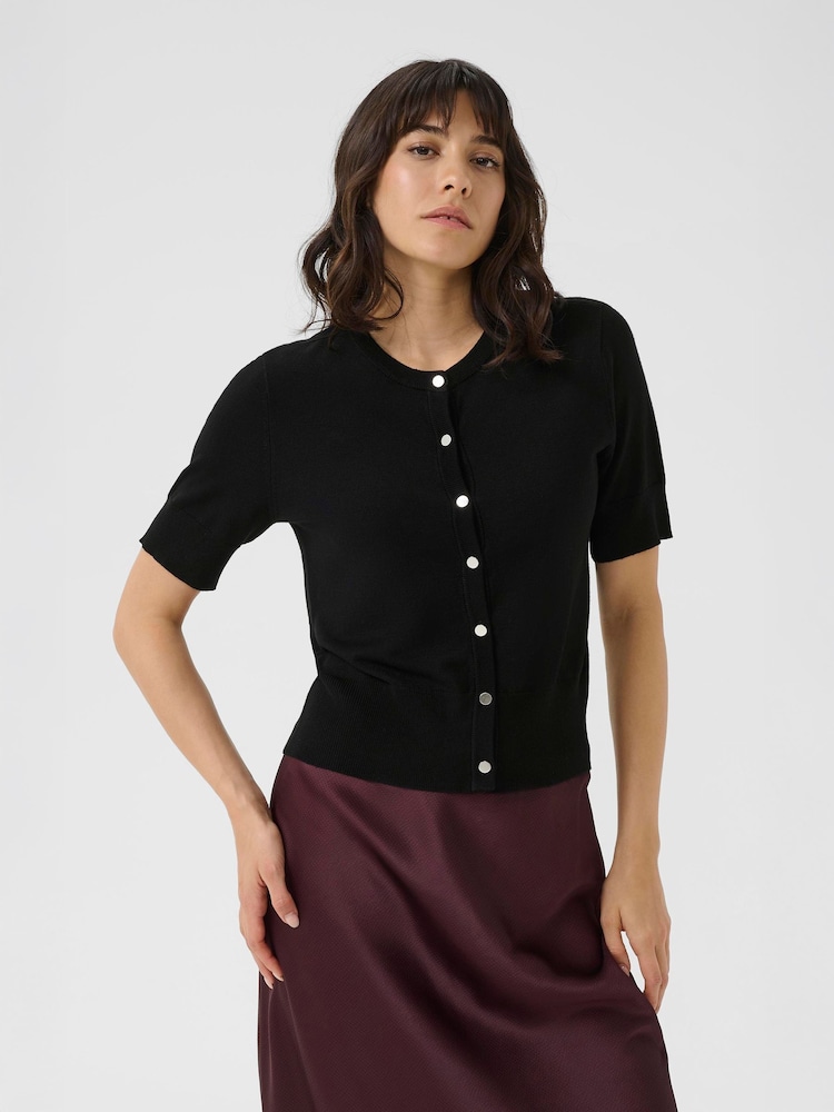 Kaffe KAlizza Short Sleeve Black Cardigan - Image 1 of 6