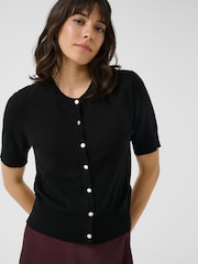 Kaffe KAlizza Short Sleeve Black Cardigan - Image 4 of 6