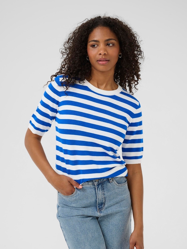 Kaffe Blue KAlizza Striped Knit Jumper - Image 1 of 6 Kaffe Blue KAlizza Striped Knit Jumper - Image 1 of 6
