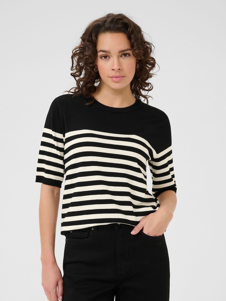 Kaffe Black KAlizza Striped Knitted Jumper - Image 1 of 6