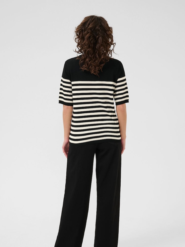 Kaffe Black KAlizza Striped Knitted Jumper - Image 2 of 6