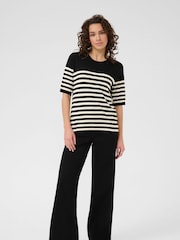 Kaffe Black KAlizza Striped Knitted Jumper - Image 3 of 6