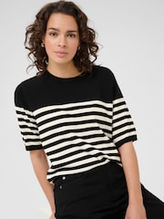 Kaffe Black KAlizza Striped Knitted Jumper - Image 4 of 6