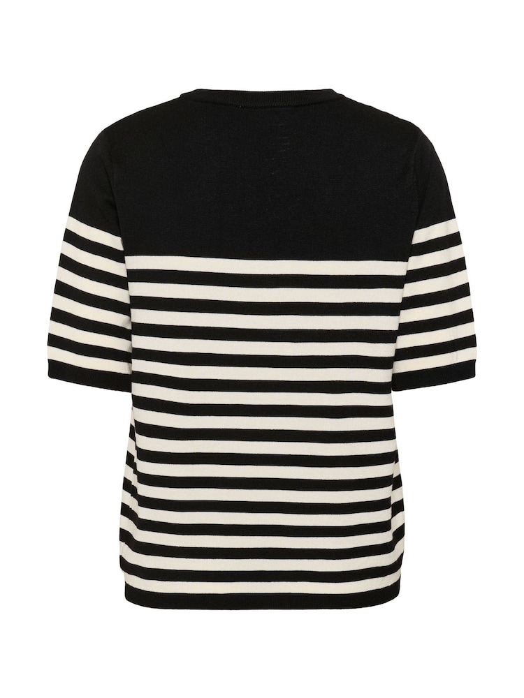 Kaffe Black KAlizza Striped Knitted Jumper - Image 6 of 6