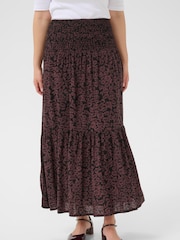 Kaffe KAbeathe Floral Print Midi Black Skirt - Image 1 of 6