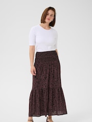 Kaffe KAbeathe Floral Print Midi Black Skirt - Image 3 of 6