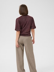 Kaffe Red KAregina Pleat Short Sleeve Jumper - Image 3 of 6