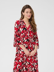 Kaffe Red KAhera Amber Printed Knee Length Dress - Image 1 of 6