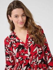Kaffe Red KAhera Amber Printed Knee Length Dress - Image 4 of 6