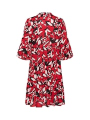 Kaffe Red KAhera Amber Printed Knee Length Dress - Image 6 of 6