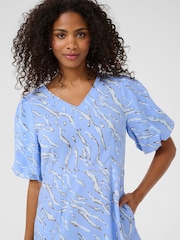 Kaffe Blue KAhannah V-Neck Midi Dress - Image 4 of 6