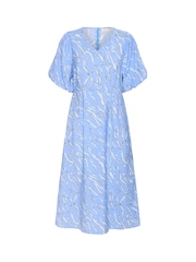 Kaffe Blue KAhannah V-Neck Midi Dress - Image 5 of 6