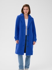 Kaffe Blue KAanne Long Sleeve Coat - Image 3 of 6