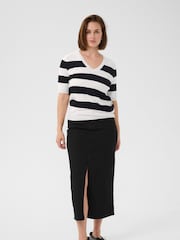Kaffe KAlizza Striped V-Neck Pullover Black Jumper - Image 2 of 6