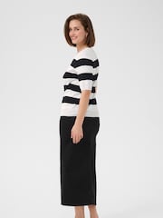 Kaffe KAlizza Striped V-Neck Pullover Black Jumper - Image 3 of 6