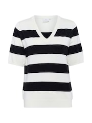 Kaffe KAlizza Striped V-Neck Pullover Black Jumper - Image 5 of 6
